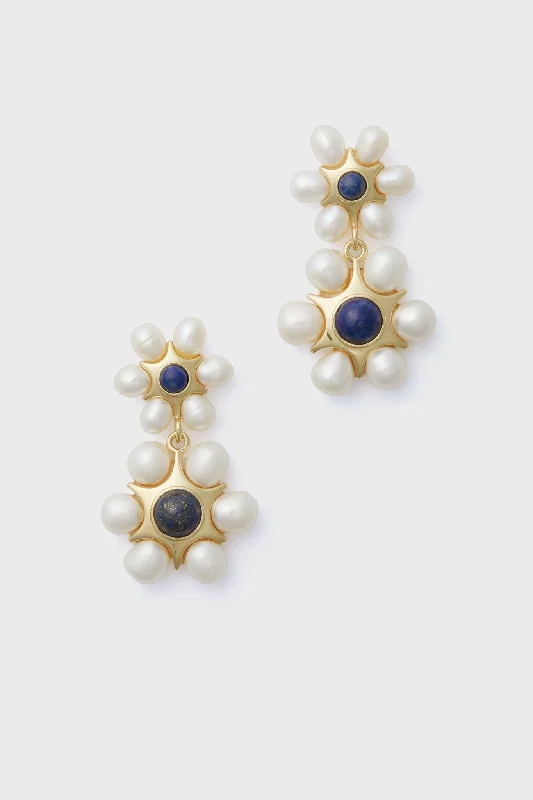 Vintage Inspired Earrings For Weddings-White and Blue Safi Earrings