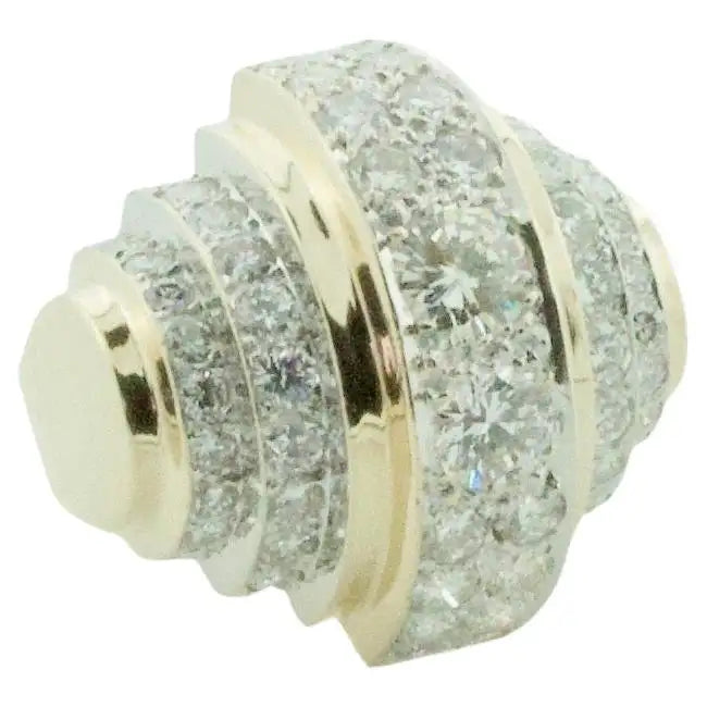 Trendy Stackable Rings For Everyday Look-Big Diamond Diamond Ring in Yellow Gold circa 1960's 3.40 Cts