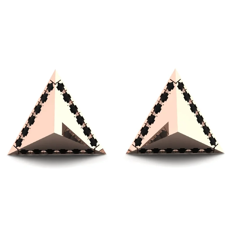 Chic Drop Earrings For Night Out-Triangle Black Diamond Earrings Geometrical - Milan No. 8