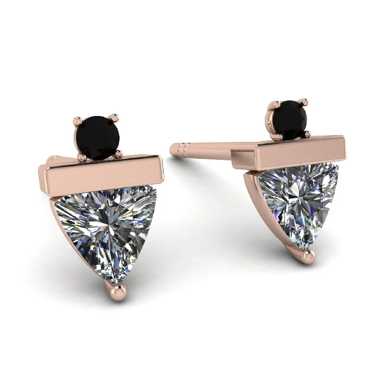 Chic Drop Earrings For Night Out-Triangle Diamond Earrings With Round Stone - Estella No. 32