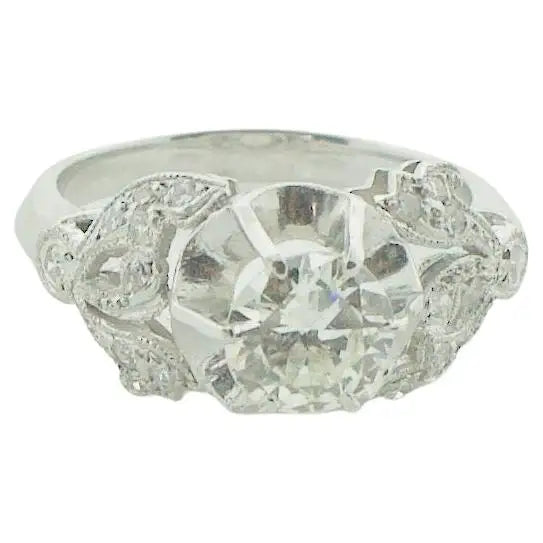 Sparkling Gemstone Wedding Rings For Couples-Art Deco Diamond Platinum Solitaire Ring, Circa 1930's