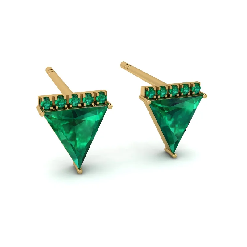 Vintage-Inspired Earrings For Casual Wear-Triangle Emerald Earrings Stud - Kairi No. 4