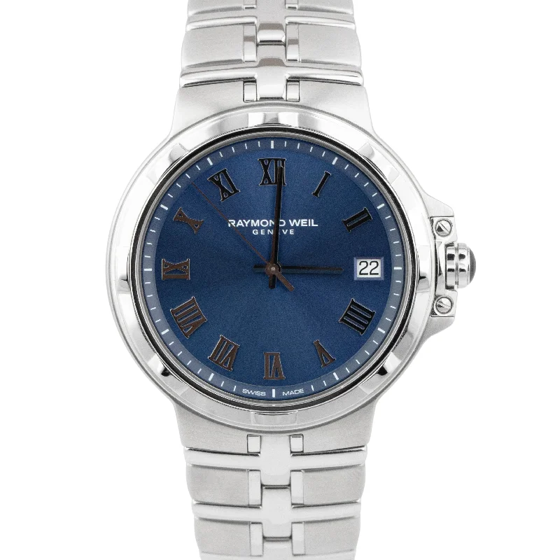 Trendy Watches For Young Adults-Raymond Weil Parsifal Classic 41mm Blue Stainless Steel Quartz 5580-ST-00508 BOX