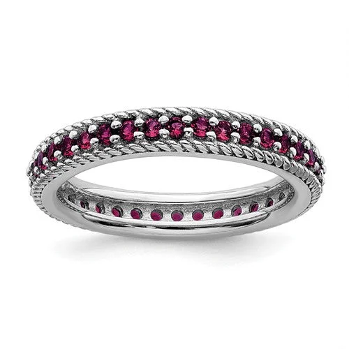 Classic Rose Gold Rings For Elegant Style-Sterling Silver Stackable Expressions Created Ruby Eternity Ring