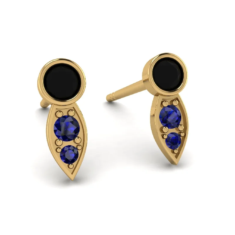 Elegant Gold Earrings With Crystals-Bezel Black Diamond Earrings In Pear Shaped - Aniya No. 67