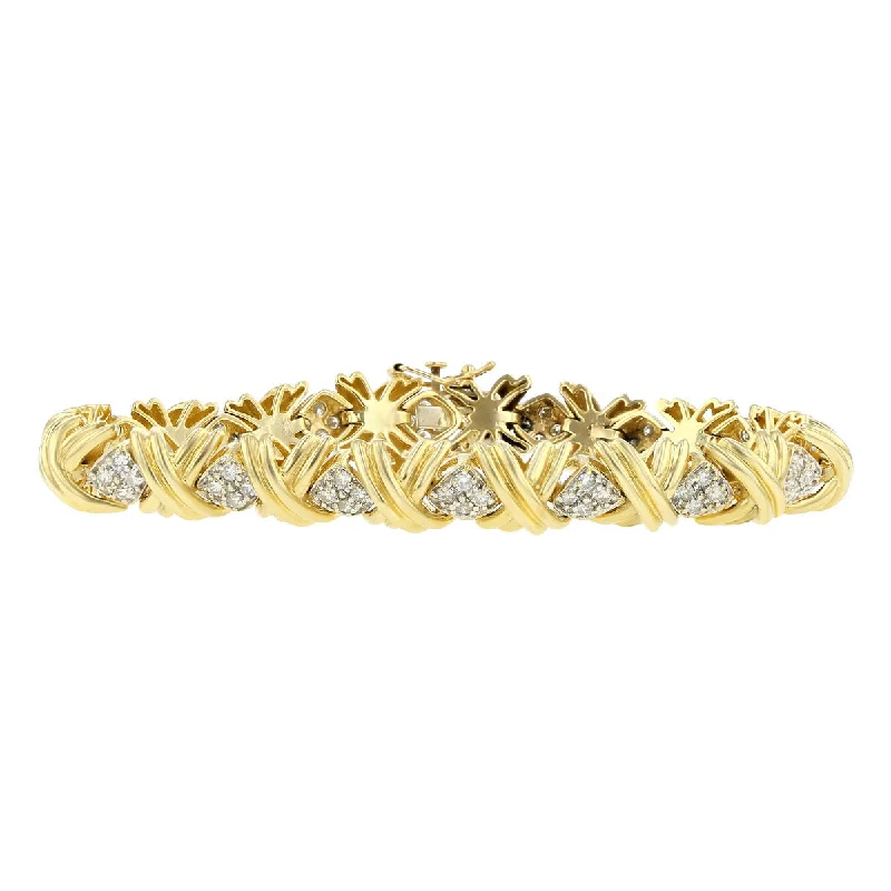 Custom Name Bracelets-14K Yellow Gold Brilliant Diamond X Link Bracelet