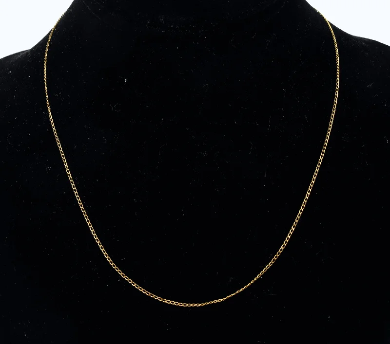 Simple Choker Necklace For Minimalist Style-14k Yellow Gold Chain Necklace - 17"