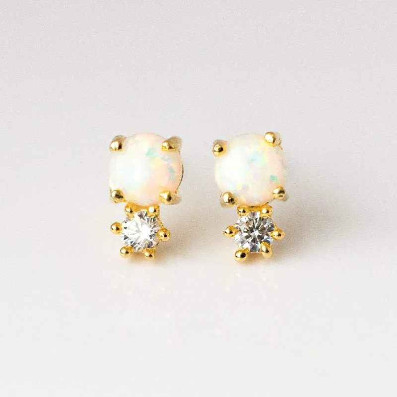 Dainty Silver Earrings For Office Wear-Gemstone Doublet Stud Earrings