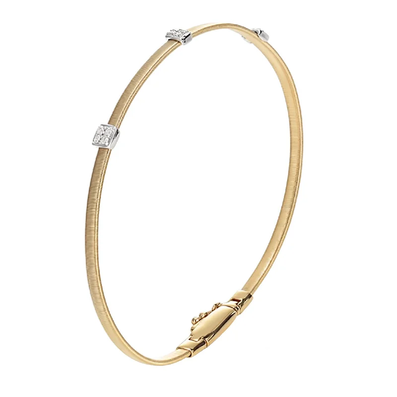 Chic Fashion Bracelets For Women-18K Yellow Gold and Diamond Small Three Station Bracelet