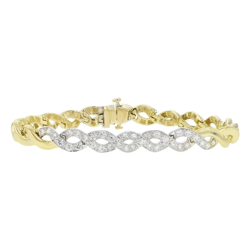 Customized Silver Bracelets-18K Yellow Gold Flexible Twist Diamond Bracelet