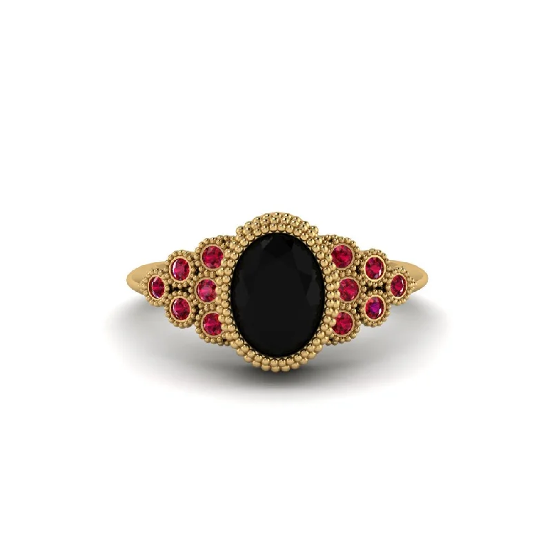 Trendy Engagement Rings With Pearls-Ruby Milgrain Beaded Bezel Engagement Ring - Stacy No. 52