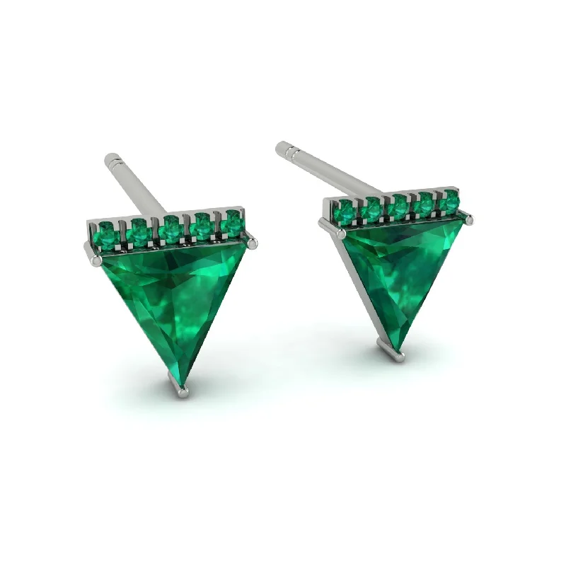 Elegant Gold Earrings For Gifts-Triangle Emerald Earrings Stud - Kairi No. 6