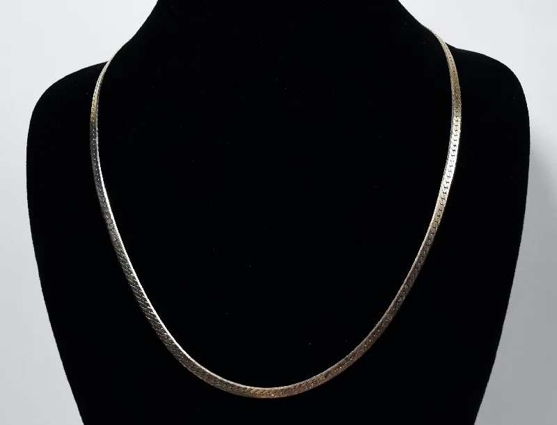 Bold Chain Necklace For Trendy Look-Sterling Silver Herringbone Chain Necklace - 20"