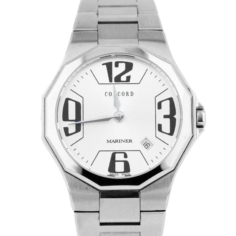 Men’s Stainless Steel Watches-MINT Ladies Concord Mariner Steel Silver Quartz 30mm Date Watch 14.E6.1850 BOX