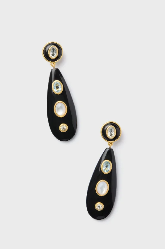 Elegant Gold Earrings For Evening Dress-Midnight Sparkle Torre Earrings