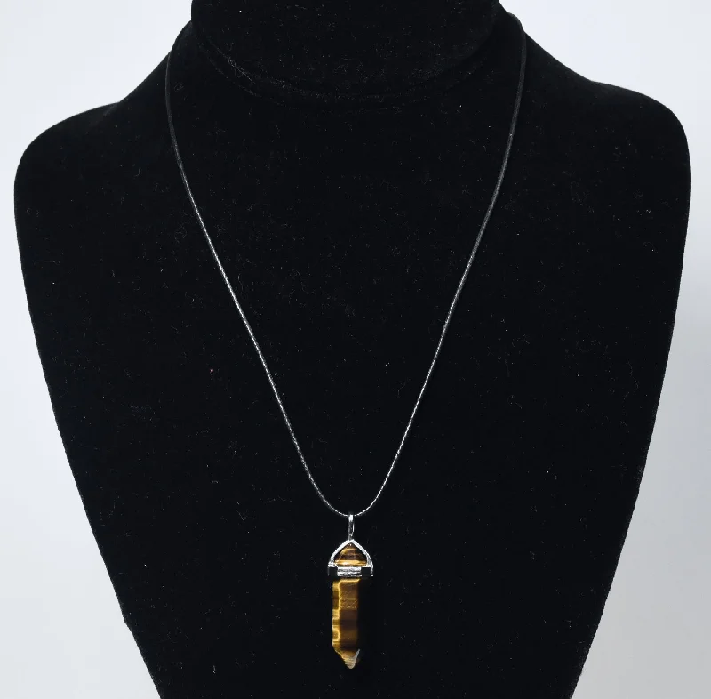 Handcrafted Beaded Necklace For Festivals-Tiger's Eye Point Pendant Necklace