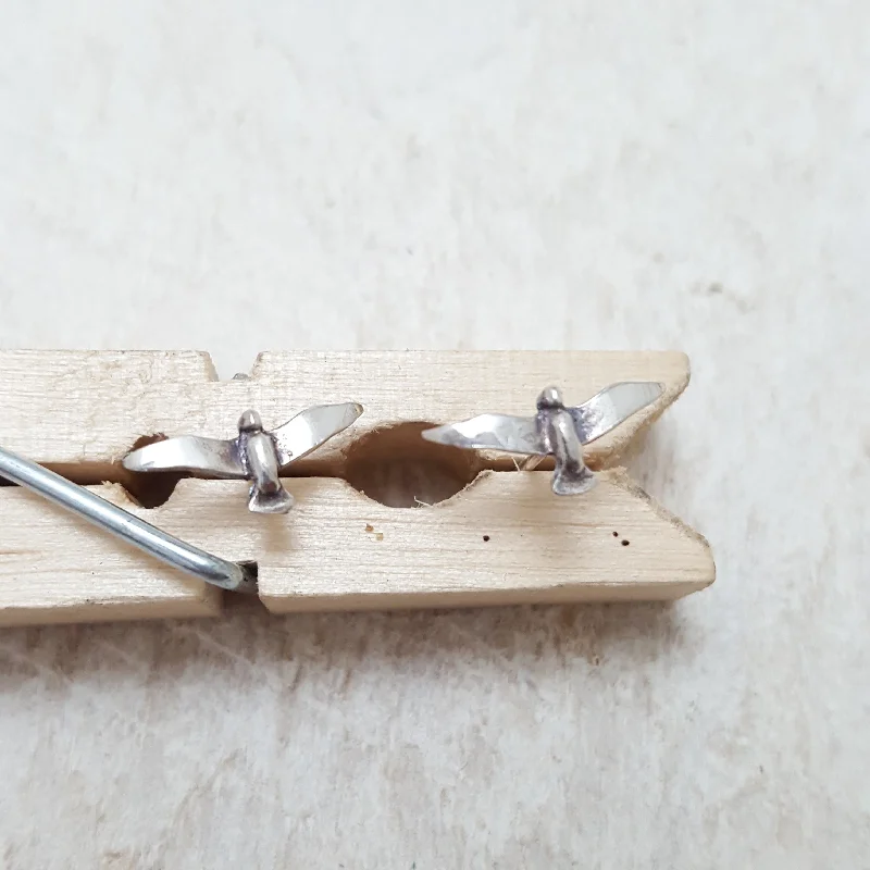 Silver Earrings With Colored Pearls-Silver Seagulls