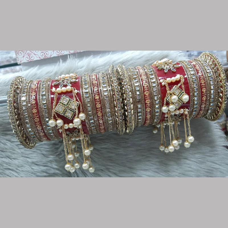 Personalized Custom Wedding Bangles For Fashion Brides-Pooja Bangles Gold Plated Bangle Set