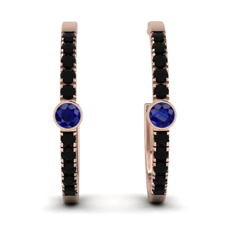 Lightweight Earrings For Comfortable Wear-Hoop Sapphire Earrings Micro Pave - Ansley No. 44