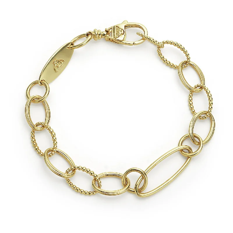 Vintage Silver Bracelets-18K Gold Oval Link Bracelet