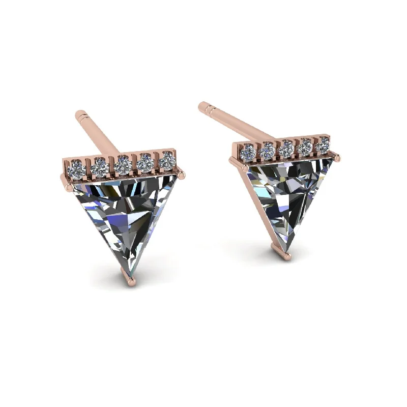 Modern Gold Earrings For Minimalist Style-Triangle Diamond Earrings Stud - Kairi No. 2