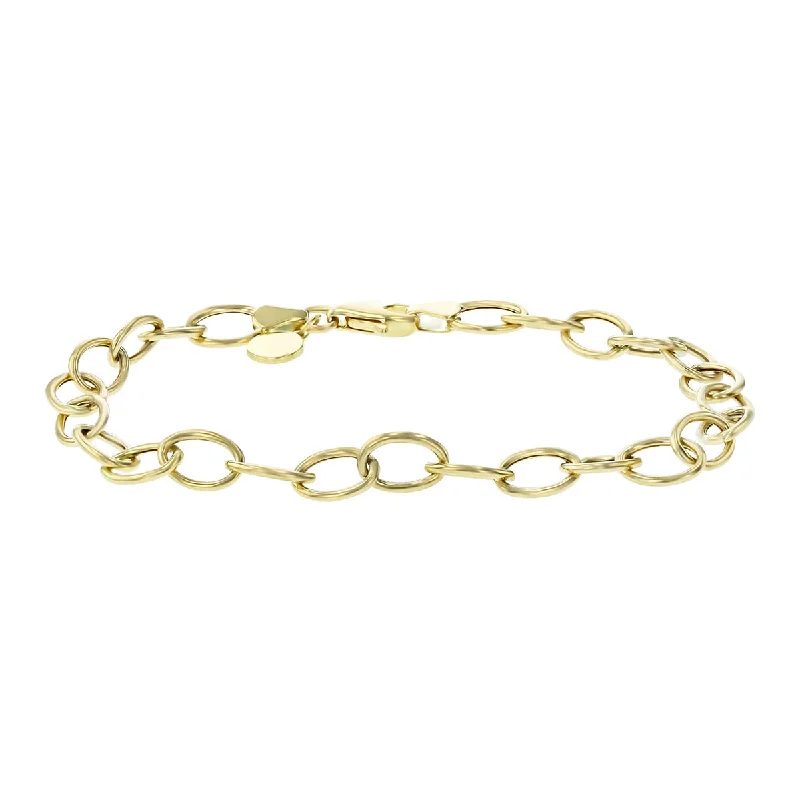 Matching Bracelets For Best Friends-14K Yellow Gold Classic Large Oval Loop Chain Bracelet