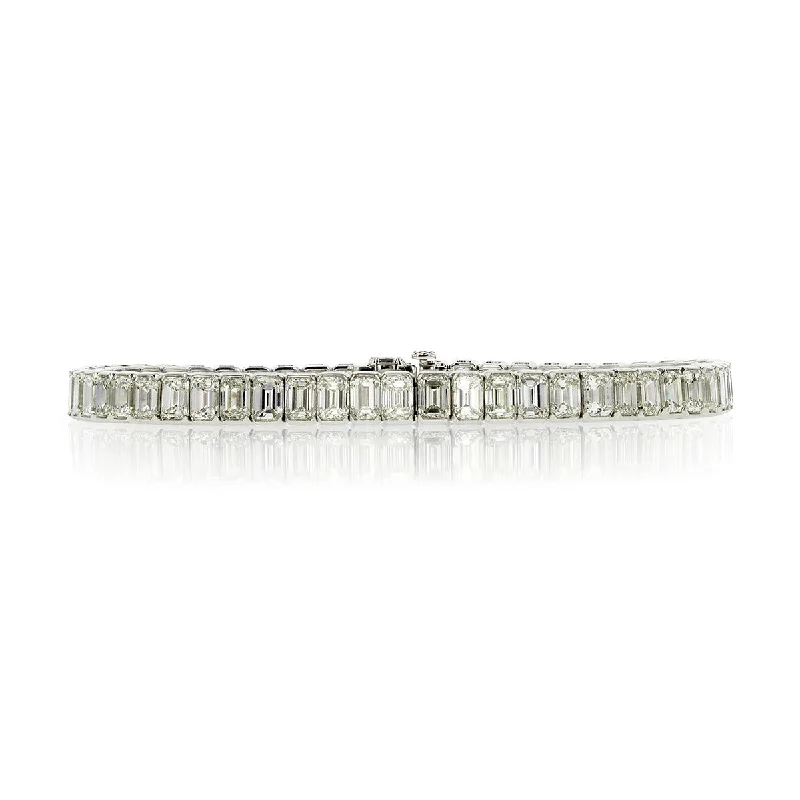 Wedding Bracelets For Brides-17.75-Carat Emerald-Cut Diamond Tennis Bracelet