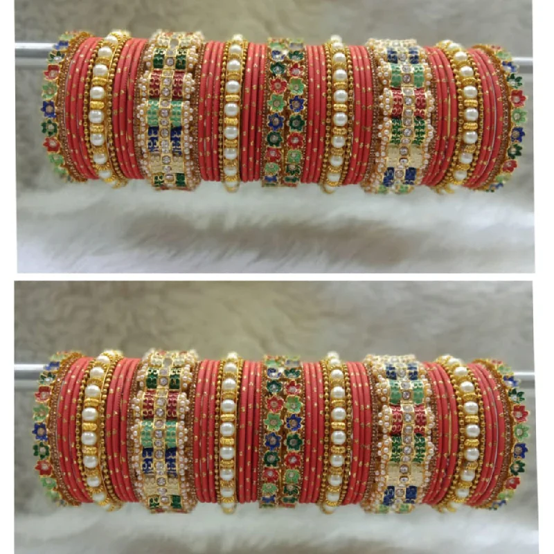 Trendy Gemstone Bangles For Wedding Gifts-Manisha Jewellery Gold Plated Bangle Set