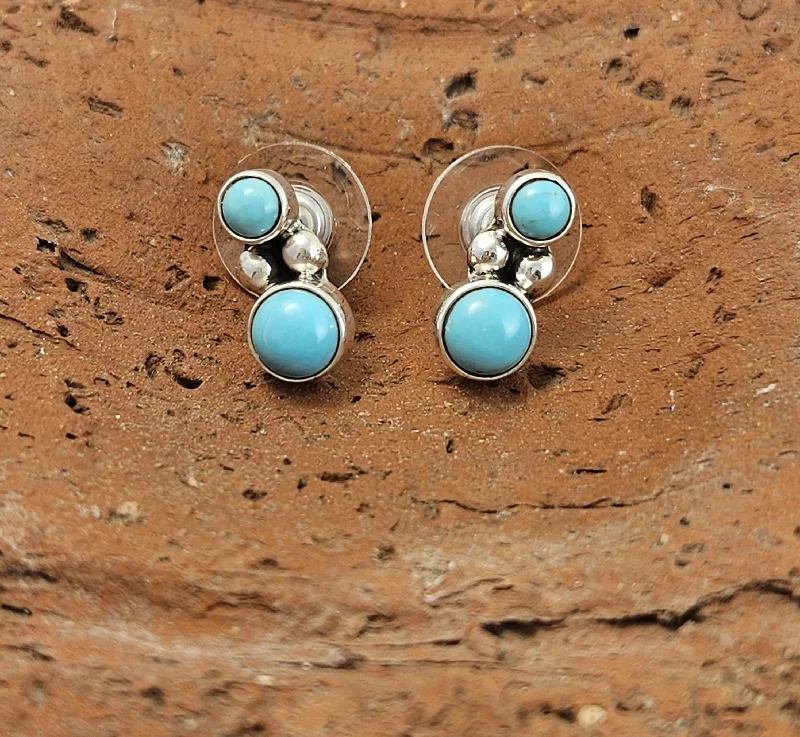 Colorful Earrings With Mixed Gemstones-Sterling and Turquoise Post Earring