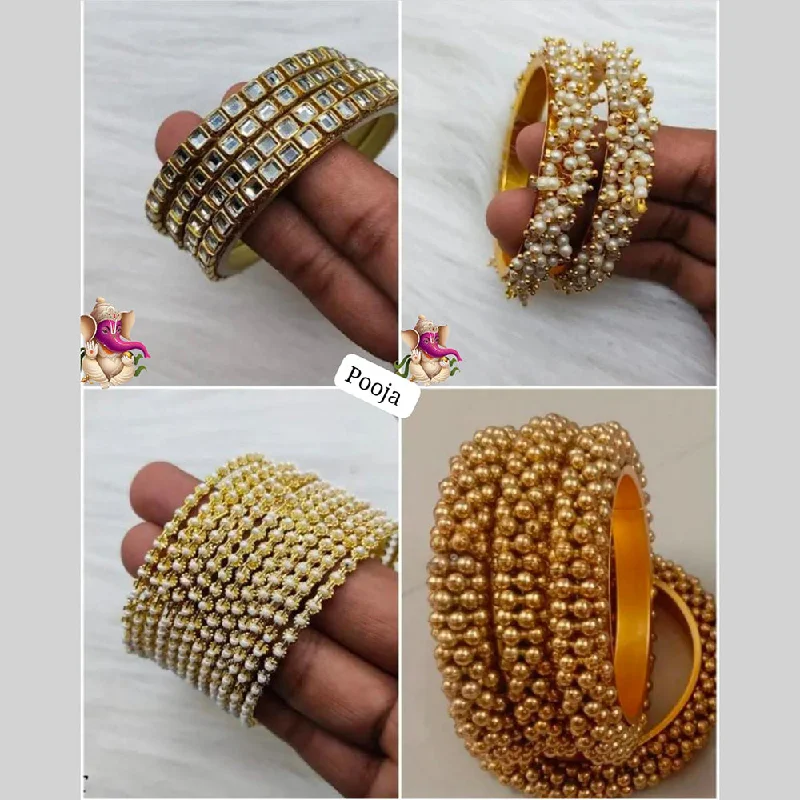 Simple Custom Gold Bangles For Wedding Day-Pooja Bangles Gold Plated Bangles Set Combo