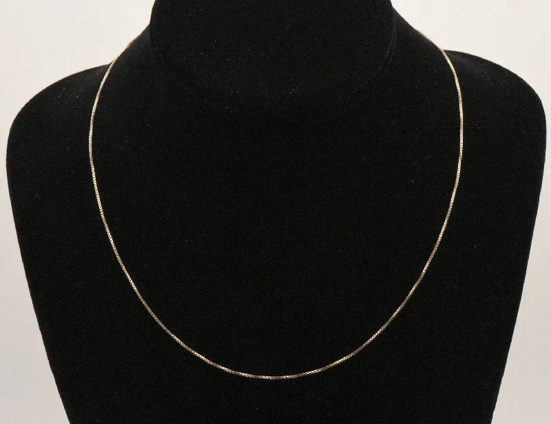 Classic Gold Pendant Necklace For Bridesmaids-Vintage Gold Tone Sterling Silver Italian Box Link Chain Necklace - 18"