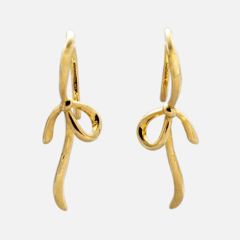 Sterling Silver Earrings For Weddings-Solid Gold Knot Drop Earrings