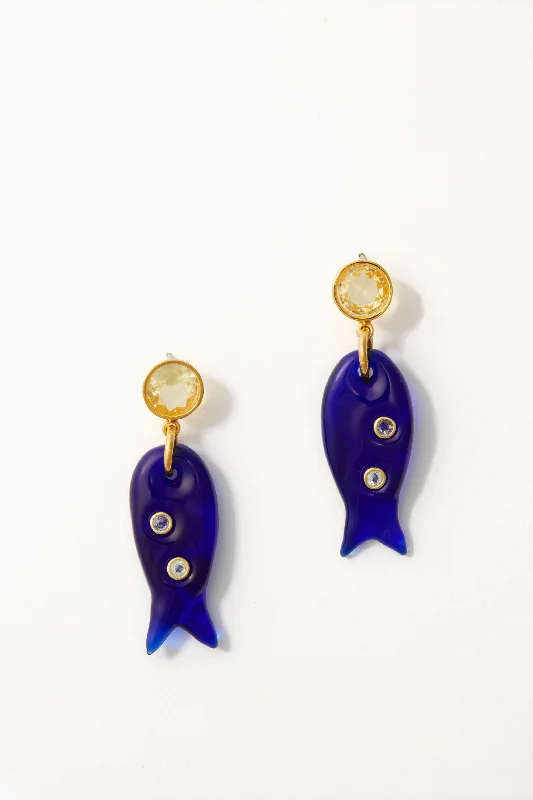 Custom Beaded Earrings For Special Gifts-Blue Fresh Catch Earrings