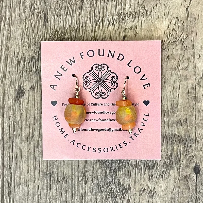 Sparkly Earrings For Bridesmaids Gifts-Handcrafted Orange Quartzite Earrings