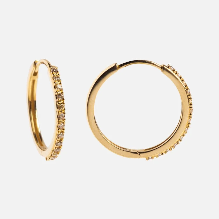 Trendy Earrings With Colored Stones-Solid Gold Diamond Hoops