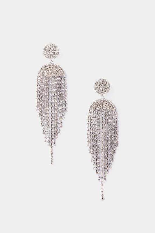 Dainty Silver Earrings For Office Wear-Silver Chandelier Earrings