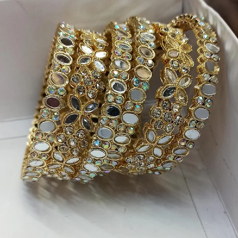 Sparkling Wedding Bangles With Birthstones For Bridesmaids-Pooja Bangles Gold Plated Bangles Set