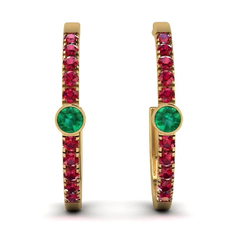 Custom Earrings For Custom Orders-Hoop Emerald Earrings Micro Pave - Ansley No. 49