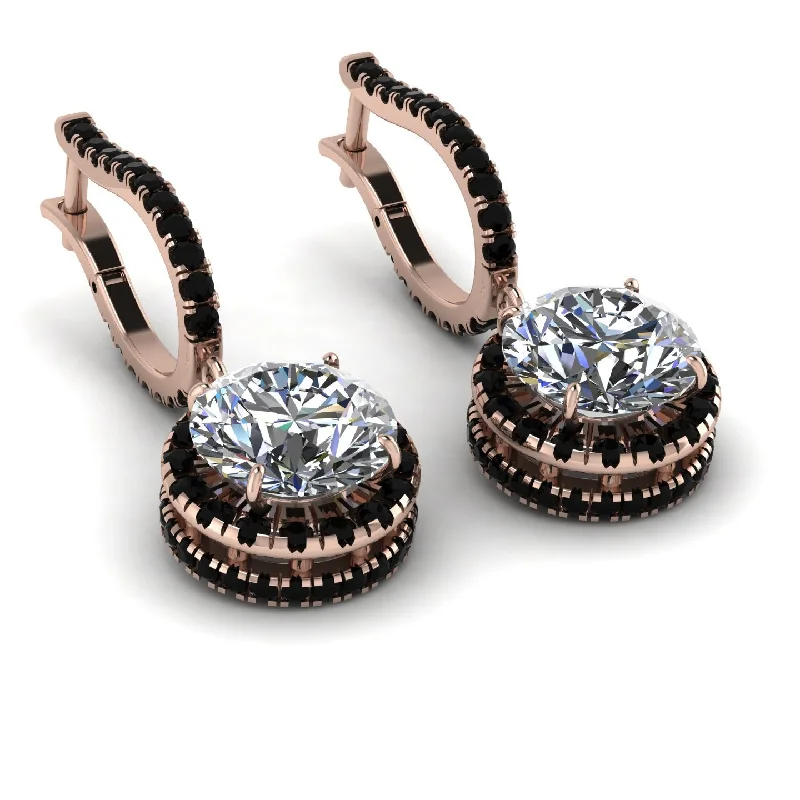 Unique Statement Earrings For Fashion-Hidden Halo Diamond Hoop Earrings - Catalina No. 32