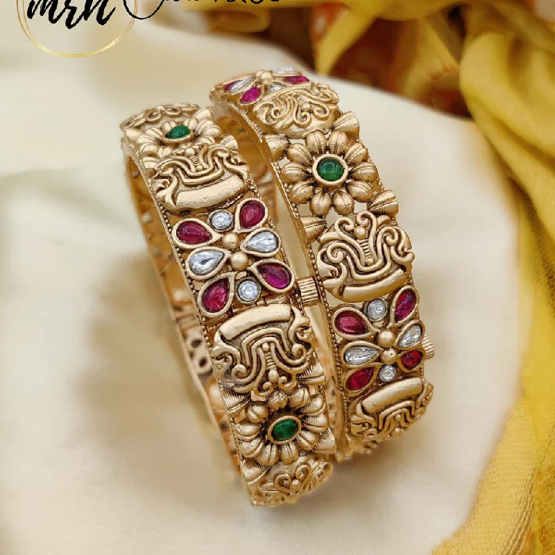 Trendy Stacking Bangles For Modern Brides-Jewel Addiction Copper Gold Bangles Set