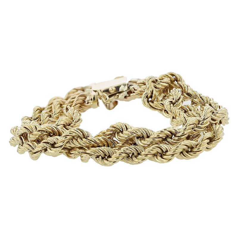 Adjustable Crystal Bracelets-14K Yellow Gold Triple Twist Rope Bracelet