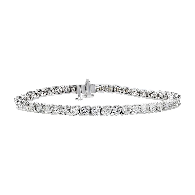 Custom Engraved Bracelets-18K White Gold Diamond Tennis Bracelet