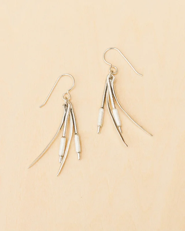 Vintage Silver Earrings For Fashion-Cattails Double Earrings