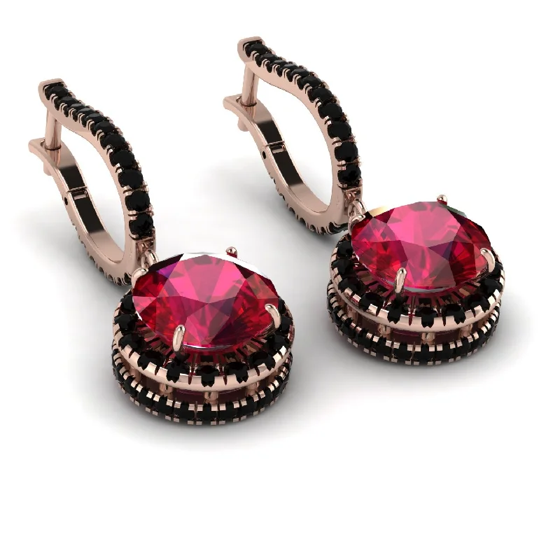 Wedding Earrings With Crystals-Hidden Halo Ruby Hoop Earrings - Catalina No. 41