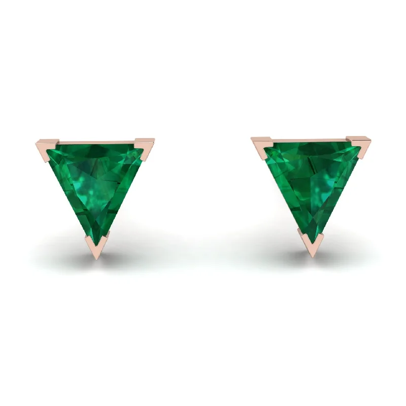 Silver Earrings For Wedding Guests-Triangle Cut Emerald Earrings  - Clementine No. 5