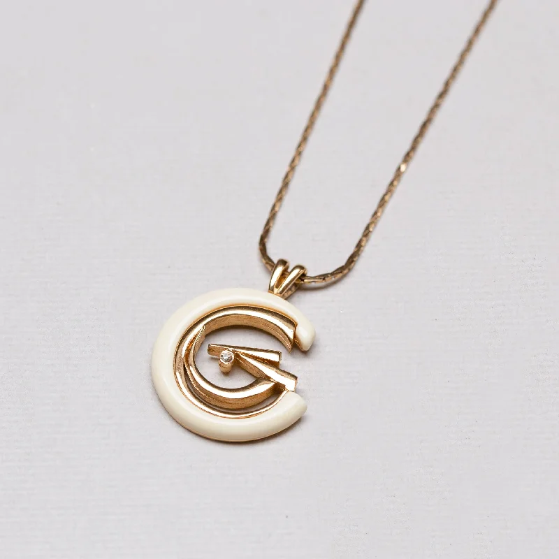 Custom Initial Necklace For Special Gifts-Vintage Givenchy Enamel G Necklace