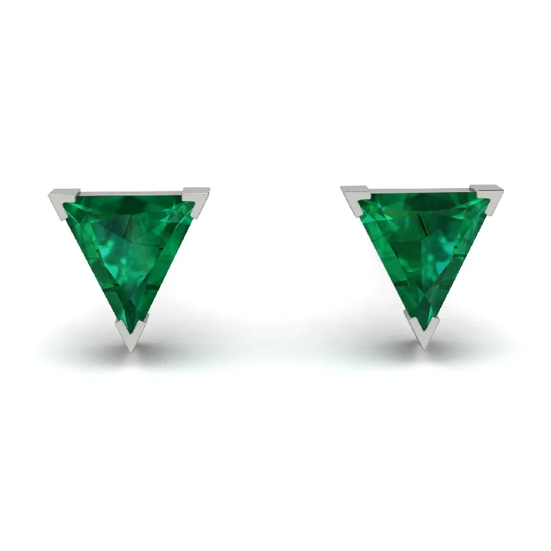 Vintage-Inspired Drop Earrings For Evening-Triangle Cut Emerald Earrings  - Clementine No. 6