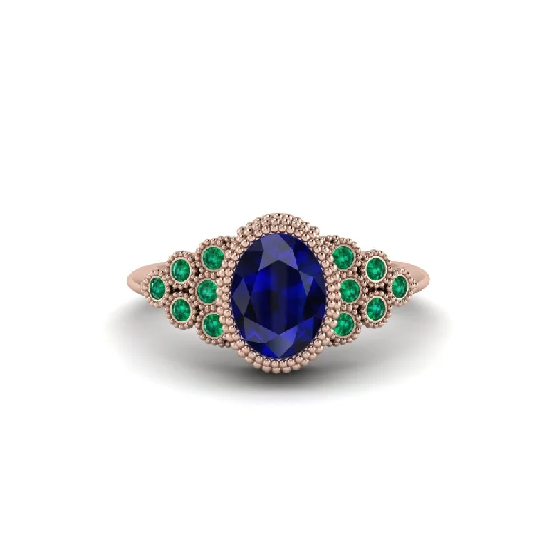 Unique Diamond Rings For Engagement Gifts-Emerald Milgrain Beaded Bezel Engagement Ring - Stacy No. 29