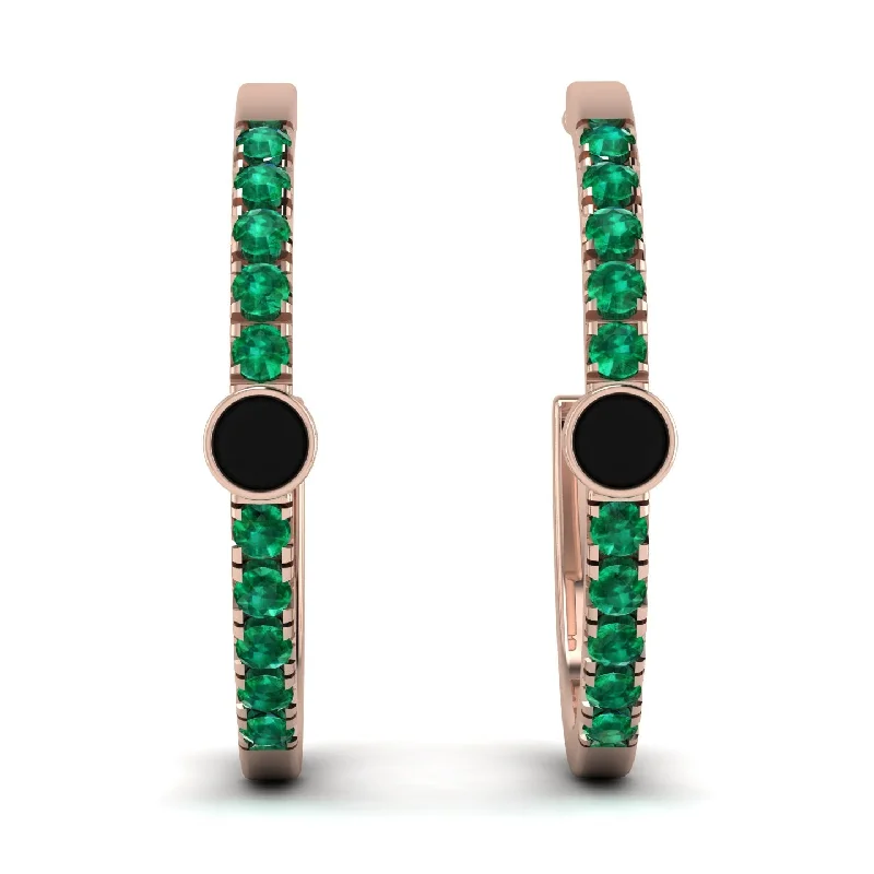 Beautiful Gemstone Earrings For Birthday-Hoop Black Diamond Earrings Micro Pave - Ansley No. 23