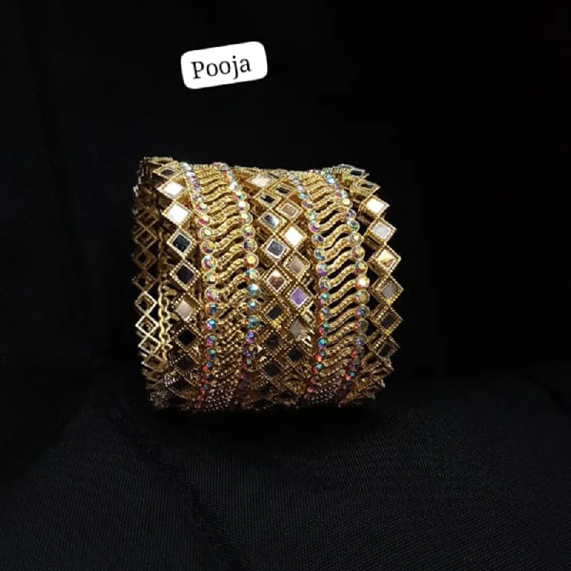 Trendy Wedding Bangles For Fashion Bridesmaids-Pooja Bangles Gold Plated Bangles Set